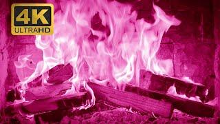  PINK FIREPLACE 4K Ultra HD. Ultimate Pink Flame with Crackling Fire Sounds