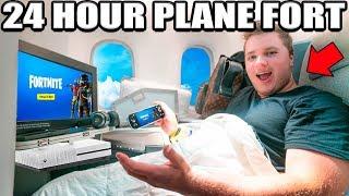 24 Hour First Class Plane Fort Challenge! ️ Tv, Gaming, Food & More!