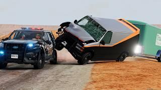 Angry Police Car vs Road Range  #82 - BeamNG Drive Nation