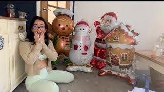 Unboxing and blowing up Christmas themed foil balloons from Shein