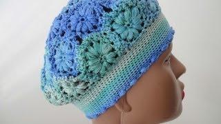 Берет из мотивов Часть 1 Beret of floral motifs Crochet Part 1