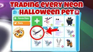 Trading *EVERY* NEON Halloween Pet in adopt me (vampire dragon, ghost, undead elk, nightmare owl)