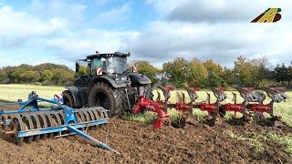 Pflügen 2024 Traktor CLAAS 870 Axion & Pöttinger Anbaudrehpflug 5-Schar - Lohnunternehmer Hackstedt