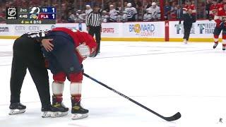 Aleksander Barkov shaken up after a hit by Nikita Kucherov