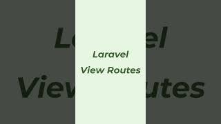 Laravel View Routes #shorts