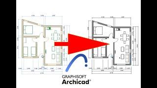 How to make , Black and white Floor plan in ARCHICAD