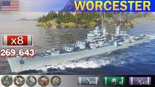  Лучший бой на Крейсере "Worcester" X уровень США | [ WoWS ] World of WarShips REPLAYS