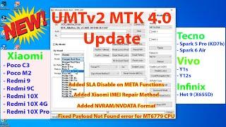 UMTv2/ UMT Pro MTK 4.0 Update Xiaomi, Vivo, Infinix Add Imei Repair Xiaomi, Payload Error Fix
