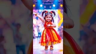 Power Walk Baby Girl Dance in Red-Yellow Dress | Runway Energy Explosion  #shorts #glowverseai