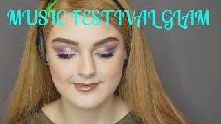 How to: Half Glitter Cut Crease and Glitter Lips | Music Festival Look