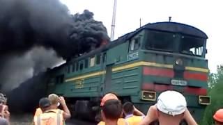 Russian train black smoke. Epic video