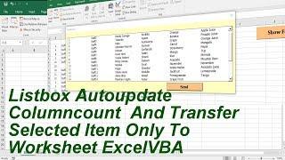 Listbox autoupdate column count AND transfer data to sheets only selected item