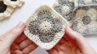 МК крючком Вязаный мотив с цветком🪷 Beautiful crochet square with  #crochet #crochettutorial #diy