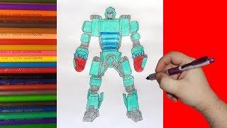 How to draw robot Bluebot, Real Steel, Как нарисовать робота Блубот, Живая Сталь