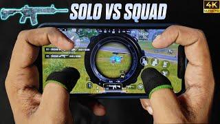 Best Solo vs Squad Gameplay HANDCAM | Best 4 Finger + Gyroscope Gameplay | BGMI | PUBG Mobile