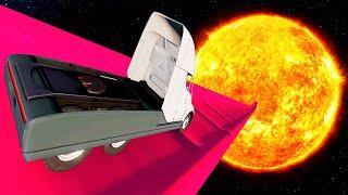 Cars vs Space Ramps Jumping into Planets - BeamNG.drive