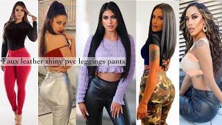 Fabulous metallic colours latex & leather leggings pants ideas #trending #leatherleggings #looks