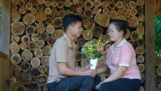 The wonderful woman who has been with him for the past 11 years, Cut firewood for winter storage