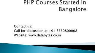 PHP Courses Started in Bangalore - Databytes.co.in