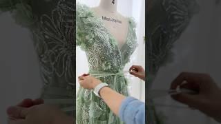 Making a short sleeves V neck 3D floral mint prom dress #dress #gown #sewing #weddingdress #fashion