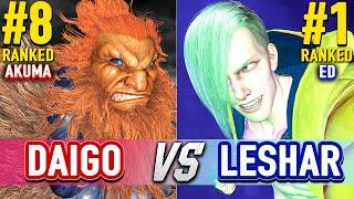 SF6  DAIGO (#8 Ranked Akuma) vs LESHAR (#1 Ranked Ed)  Street Fighter 6 High Level Gameplay