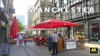 Summer walk in Manchester city centre, Deansgate, Spinningfields & St Ann Square