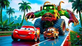 ️Big & Small vs Epic Escape️McQueen and Mater VS DJ MONSTER ZOMBIE Eater Cars | BeamNG.Drive