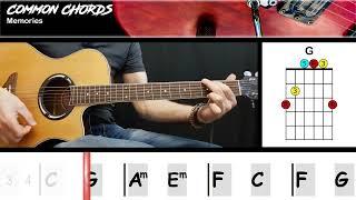 Memories - Maroon 5 | EASY GUITAR CHORDS | Common Chords