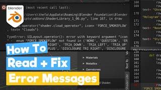 Blender Python Tutorial : Read an Error Message and how to Fix it [learn python for beginners]