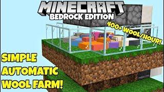 Minecraft Bedrock: Simple Automatic WOOL FARM Tutorial! MCPE Xbox PS4 PC