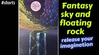 Paint a rock floating in sky#Fantasypainting