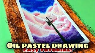 Oil Pastel Creative Drawing Idea for Beginners - Beautiful Purple and Pink Clouds - Step by step