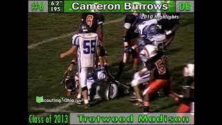 2013 Cameron Burrows   Trotwood Madison  football DB6   So yr