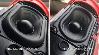 Comparison: ProMovie Recorder VS. iPhone Camera App | JBL Charge 4 BASS TEST !!! LOW FREQUENCY Mode