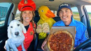 Police and Puppy Surprise Rubber Ducky in Car Ride Chase!