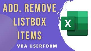 Add Remove Items From The Listbox VBA UserForm Excel