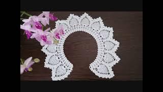 Ажурный ананасовый воротничок. МК часть 1 (0-9). Openwork crochet napkin.