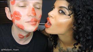 HoT Orange Lipstick Kisses #beso #Lipstick #Kisses #hot #Bf #口紅のキス Kisses #ASMR