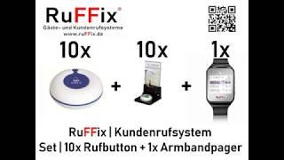 RuFFix ® das Original | Kellnerruf System | 10x Funkbutton blau | 1x FunkArmbandpager