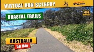 Virtual Run 50 min.  Coastal Trails, Australia  4K | Ambient Sound