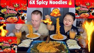 Kan tap pur mai alawm ️ 6X Spicy Noodles #mukbang #spicynoodles #buldak #asmr #eating #eatingasmr
