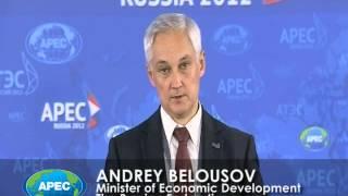 Russian Minister of Economic Development, Andrey Belousov, opens AMM 2012 press conference