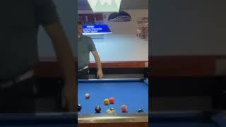 8 ball break. 3 balls down slow motion.