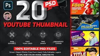 New 20 Youtube Thumbnail Templates Psd