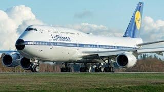 Lufthansa's latest Boeing 747-8I (D-ABYT) special colorful retro livery- first flight- HD-must watch