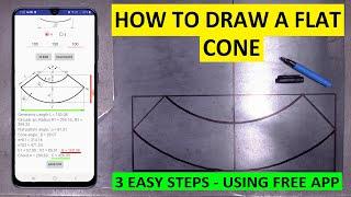 How to Draw a Flat Pattern Truncated Cone in 3 EASY STEPS with FREE APP!