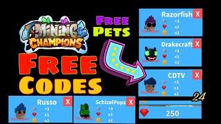 *NEW* FREE CODES MINING CHAMPIONS gives FREE PETS + FREE GEMS + ROBLOX GAMEPLAY