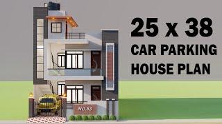 25X38 Car Parking 6 Bedroom House Design,3D Small 25 by 38 Makan Ka Naksha