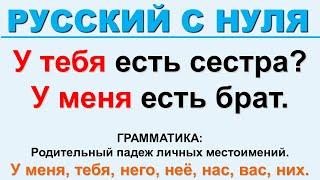 Родительный падеж личных местоимений. Притяжательная конструкция "У меня есть..." Русский с нуля.