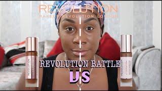 FOUNDATION  BATTLE: Revolution conceal & Define VS Conceal & Hydrate foundation | Dark skin review